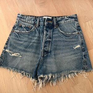 Zara Blue High Waist Denim Shorts